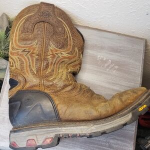 Justin Brown Leather Square-toed Workboots Size 12D